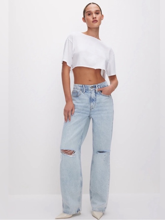 Good American Denim - Good American Good 90’s relaxed fit Distressed Straight-Leg Jeans